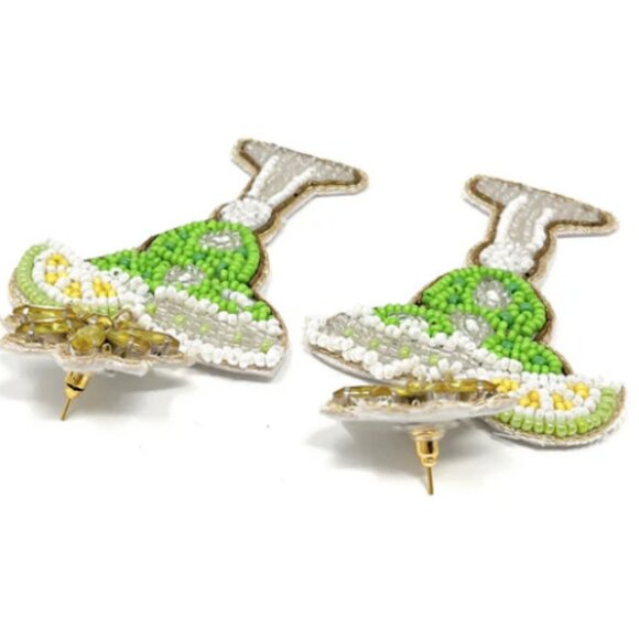 Fun Hand Beaded Margarita Earrings - Picture 2 of 3